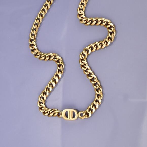 18K Gold Plated Designer CD 18K Chain Necklace - Picture 6 of 12